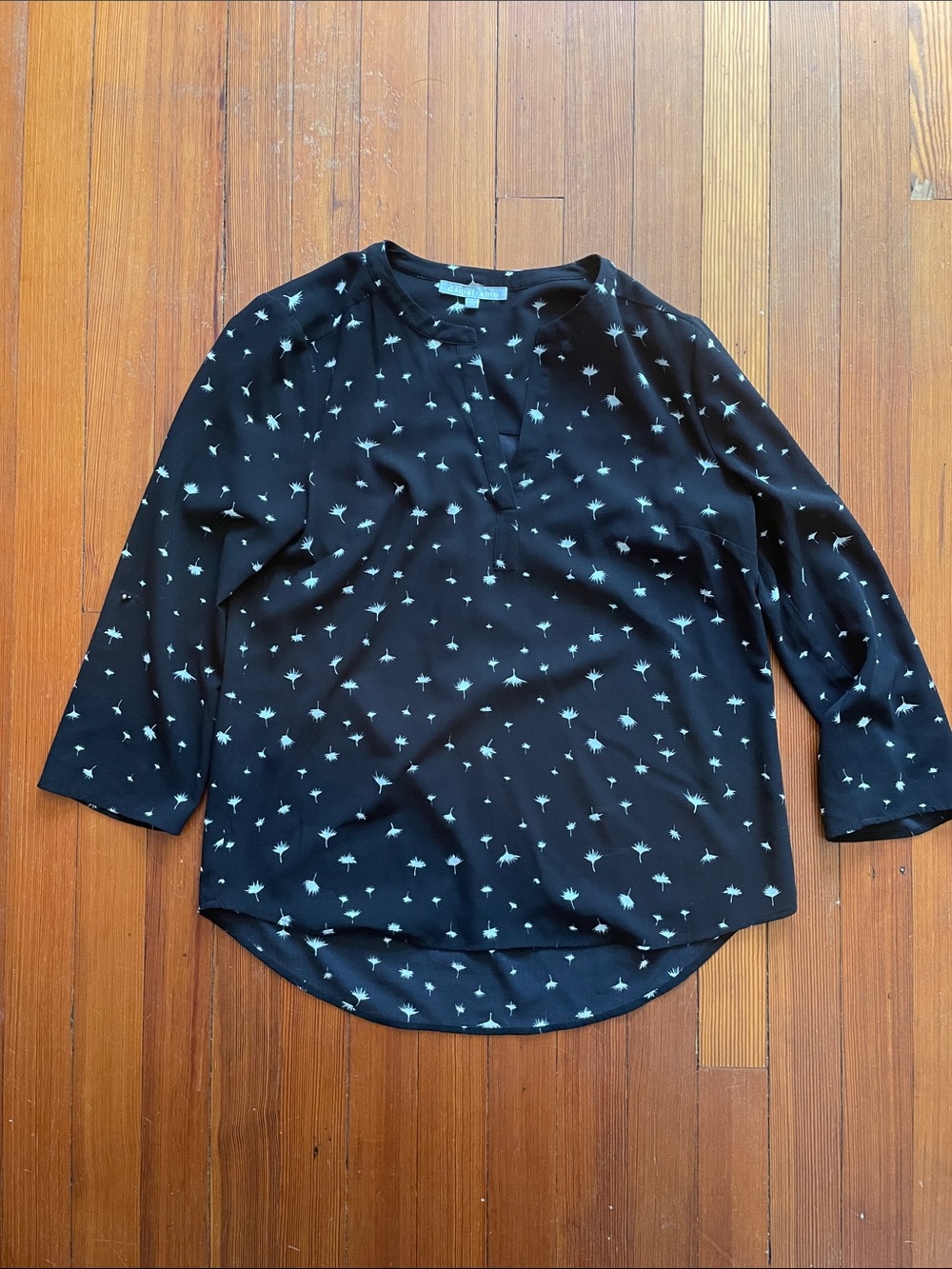 Daniel Rainn Black Blouse with Floral Motif